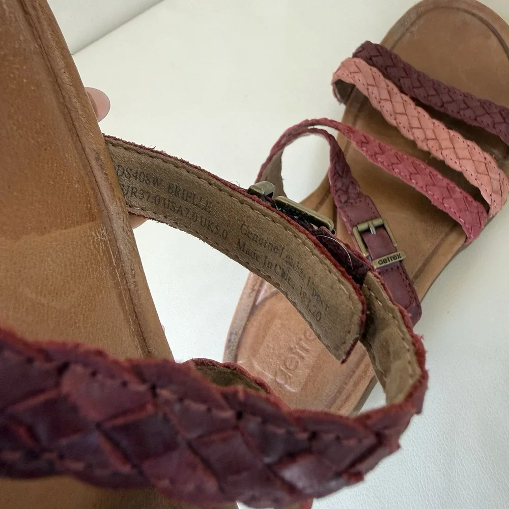 Aetrex Womens Size 8 Braided Leather Sandals Comfort Slides Pink Burgundy - Picture 7 of 7